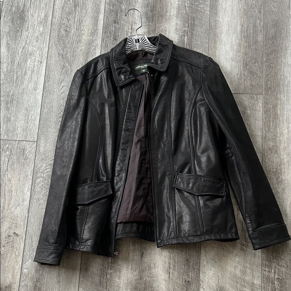 Woman’s Black Leather Jacket - Classic Casual Coat